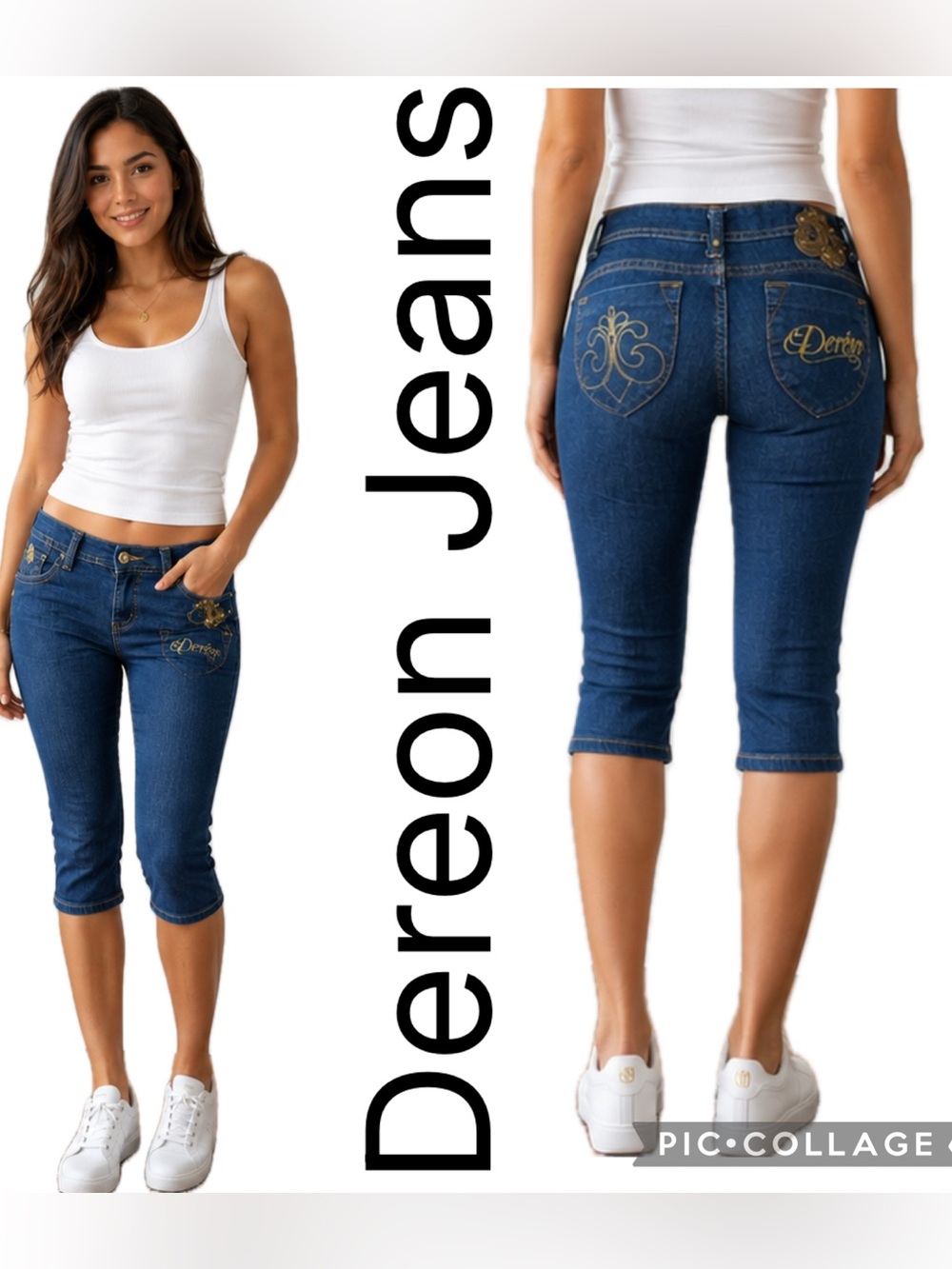 (W1) Dereon Women's Vintage Y2K Capri Jeans,Size 1/2, from the 2000s, low rise